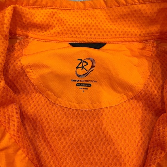 [L/Ptp26”]Zero Restriction Mens Orange Tour Series Wind S/S Shirt Jacket 1/4 Zip - Picture 3 of 11